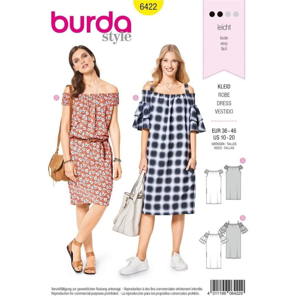 Burda Sewing Pattern 6422 Dresses Casual‎ Misses Size 10-20